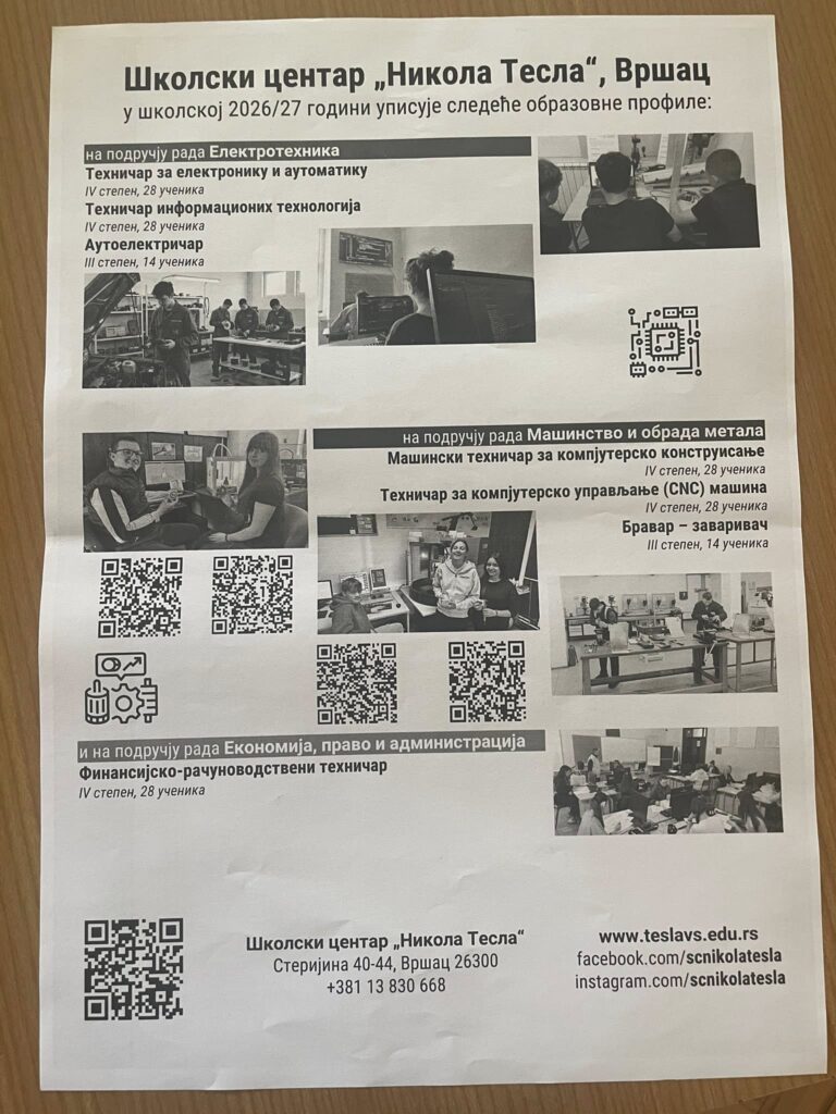 Read more about the article ПРЕЗЕНТАЦИЈА ШКОЛСКОГ ЦЕНТРА „НИКОЛА ТЕСЛА”